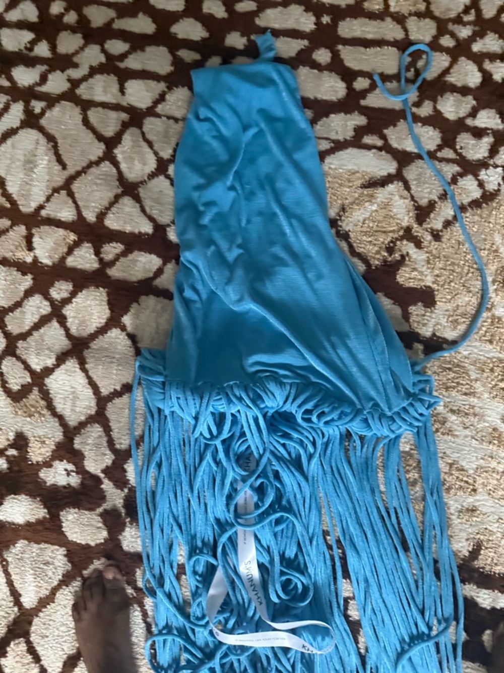 Elegant Blue Halter Dress - Picture 7 of 8